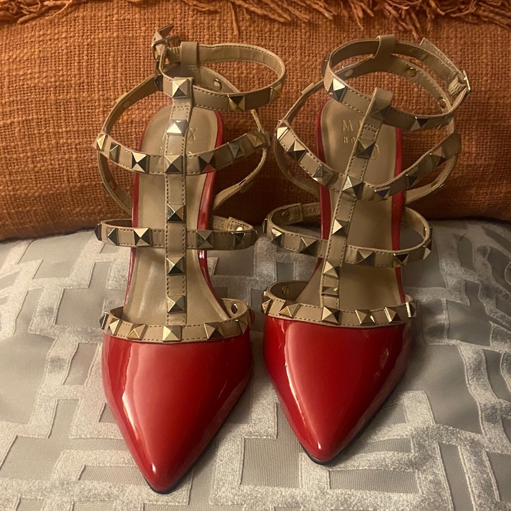 Mix No. 6 Red and Gold Studded Heels